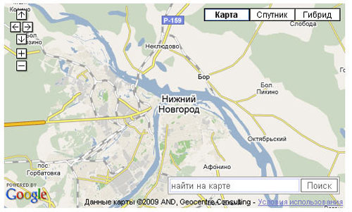 Пример API Карт Google c формой поиска