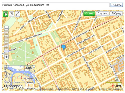 Пример Яндекс.Карты - Результат поиска
