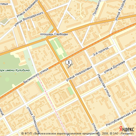 Пример использования Static API Яндекс.Карт - изображение карты Нижнего Новгорода с нумерованной меткой
