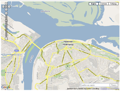 API Google Maps - форма поиска на карте
