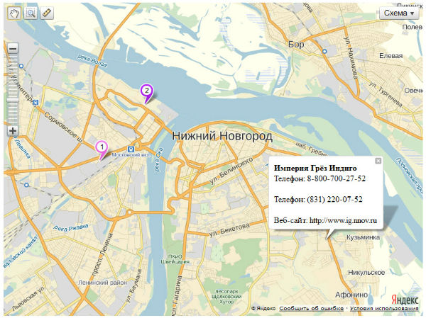 Загрузка YmapsML - API Яндекс.Карт 2.х. Первый пример - открытый балун