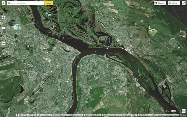 Задем тип карты - Спутник. Пример создания карты с использованием API Яндекс.Карт 2.1.