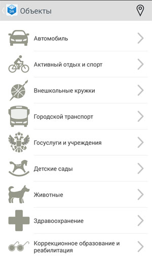 Электронный атлас от правительства Москвы -  список категорий